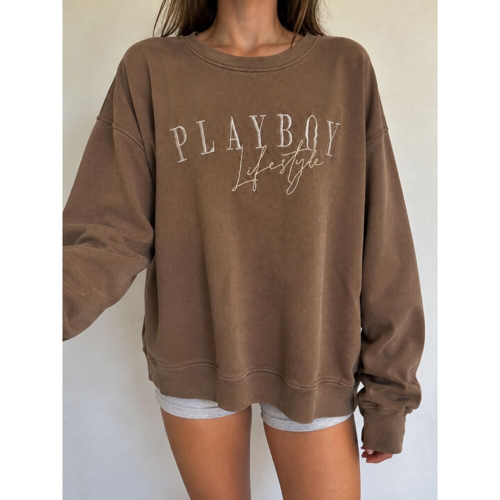 Playboy x Missguided Brown Oversized Sweatshirt